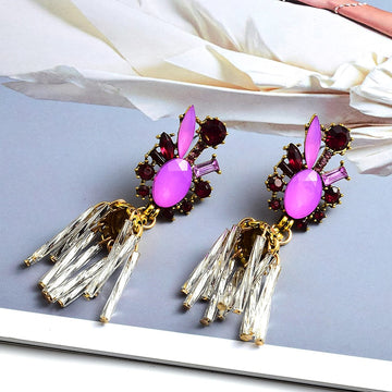 Candace Handmade Long Crystal Drop Earrings - SunsetFashionLA